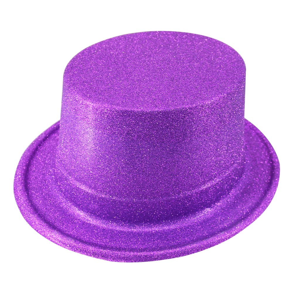 Time to Sparkle 8 Pack of Glitter Topper Hat Unisex Gangster Style Plastic Party Hats Party Headwear Accessory, Glitter Topper-Purple