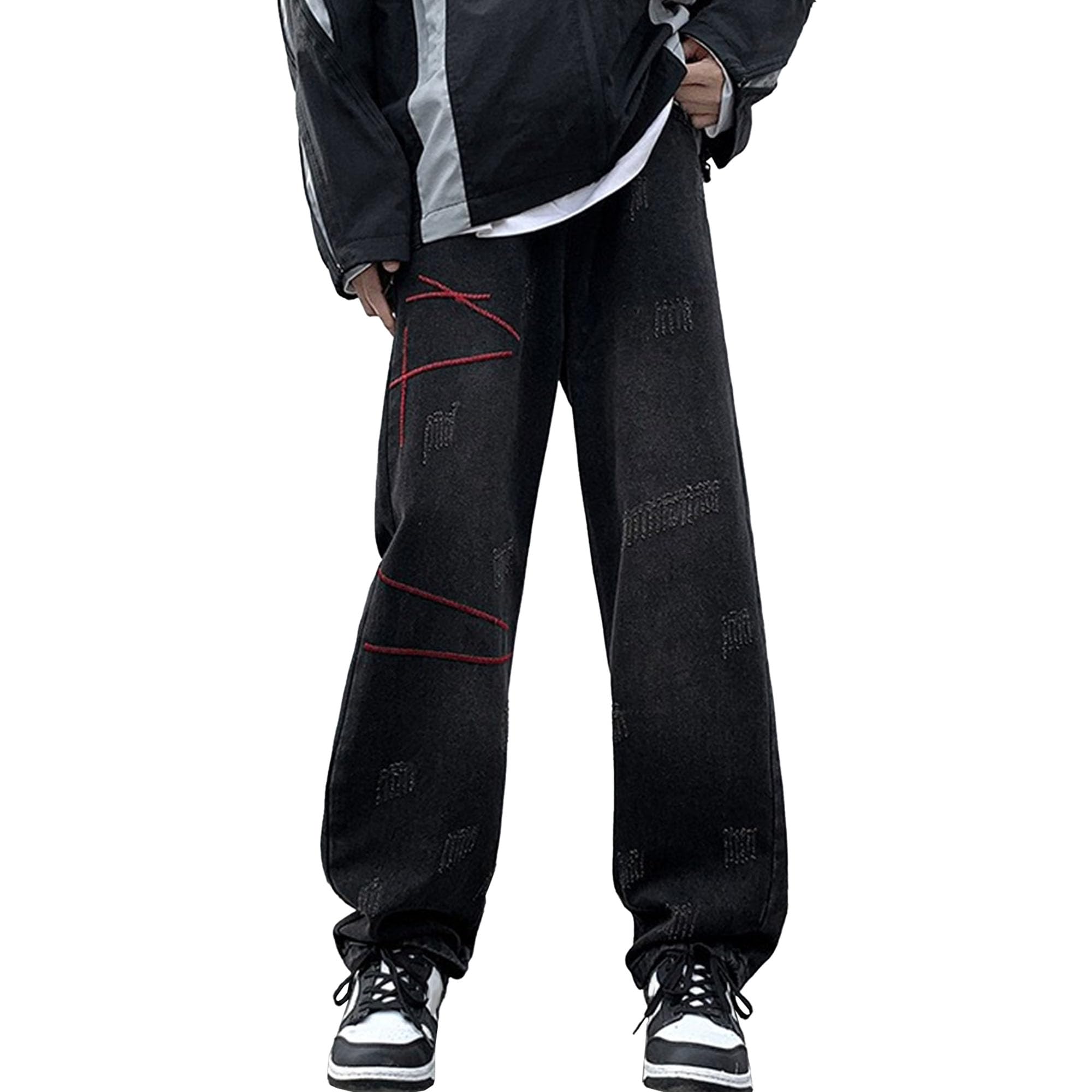 Men Streetwear Vintage Straight Jeans Baggy Hip Hop Jean Trousers Relaxed Fit Trendy Y2K Jean