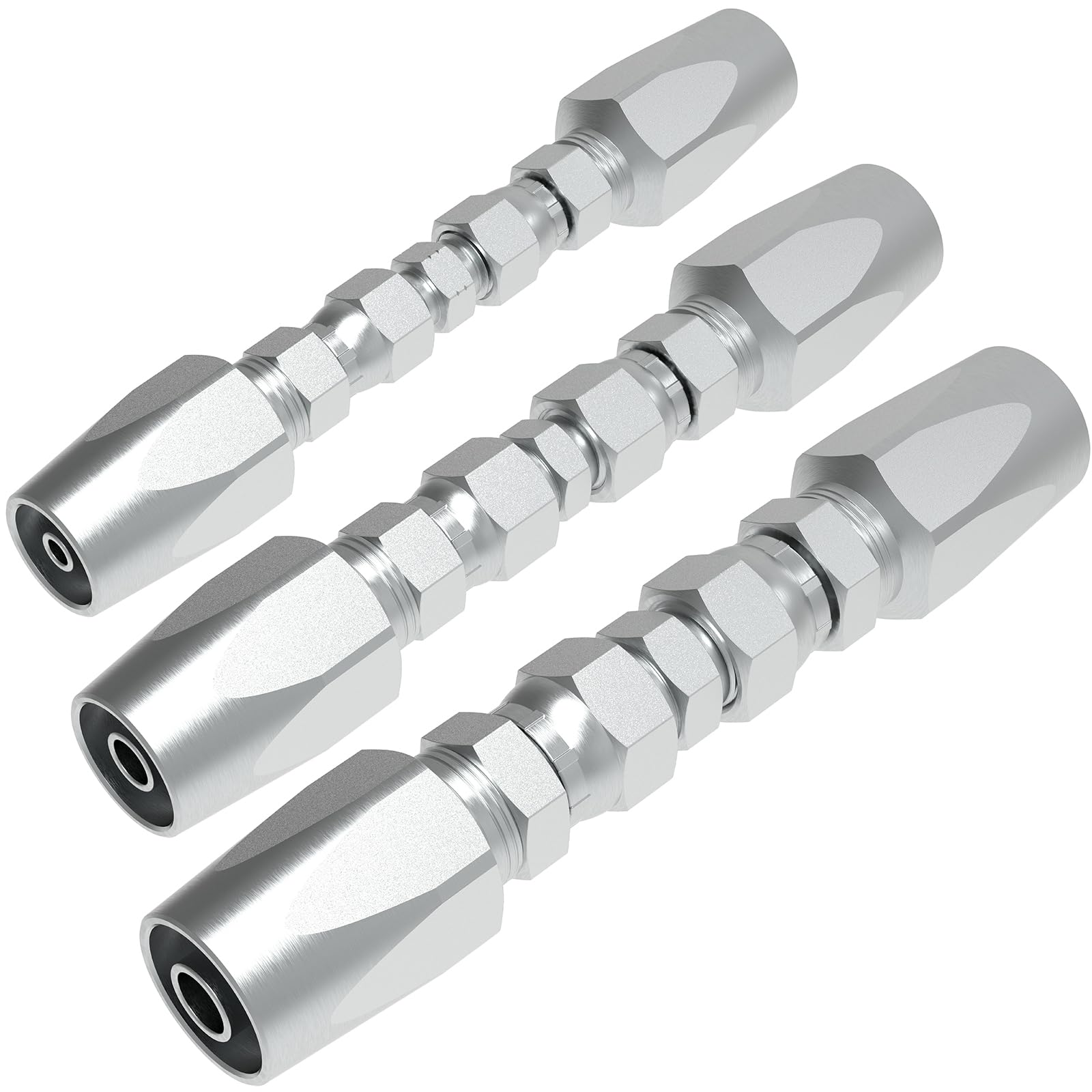 3PCS Reusable Hydraulic Hose Field Repair Kit, 1/2'' 3/8'' 1/4'' for Hydraulic Hose Crimper Fittings Size #08#06#04