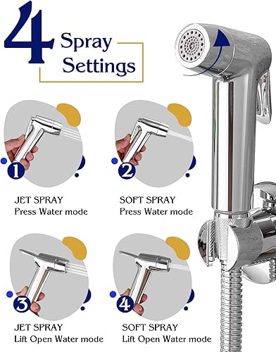 Miniatura 19 de Pulverizador de bidé de mano para inodoro, accesorio de bidé de ducha musulmana para inodoro, rociador de inodoro de pañal de tela, rociador de Negro