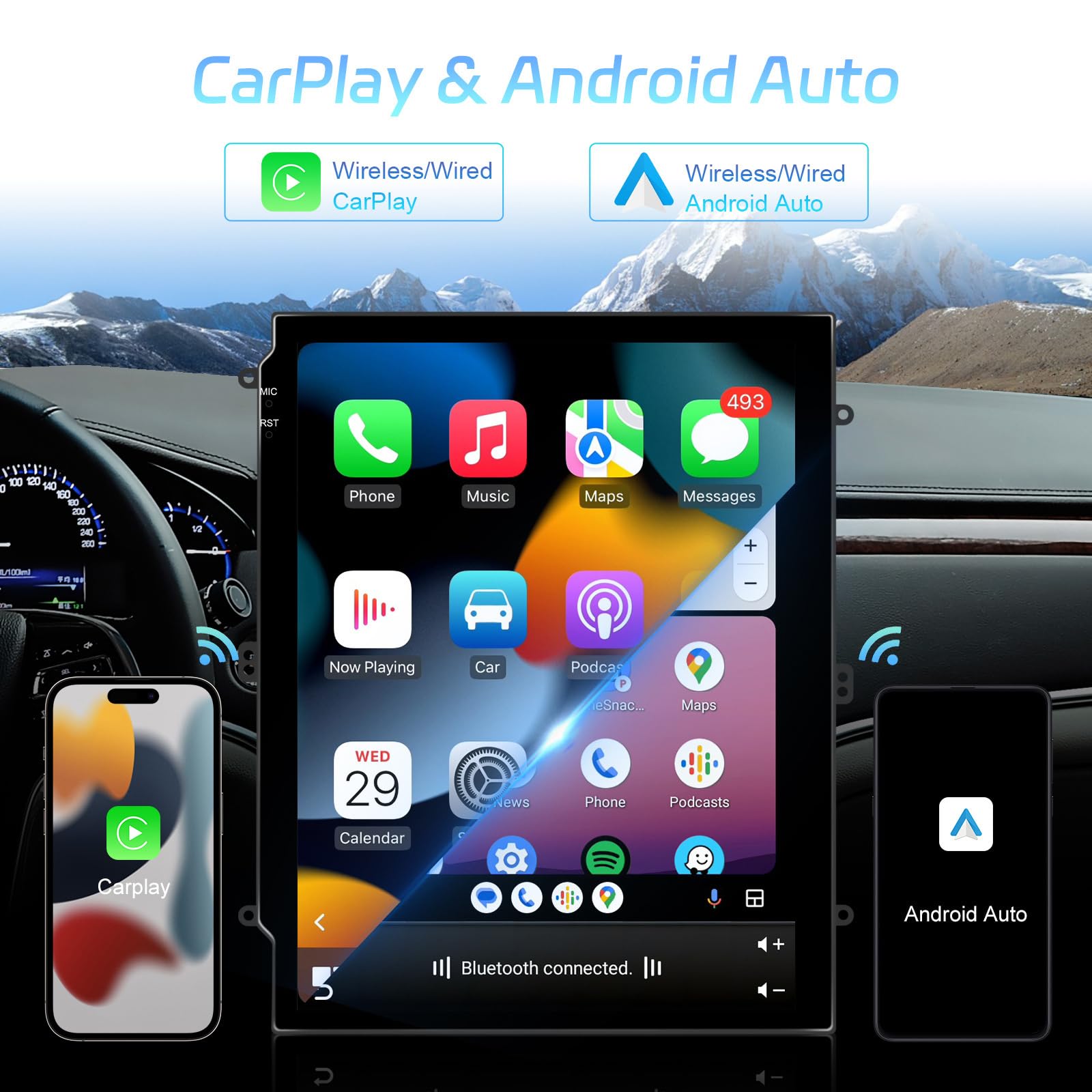 Android 15 Car Radio dla C-adillac Escalade GMT900 SLS (2007-2012) Wymiana Stereo Head Unit 9,7" QLED Touchscreen z odtwarzaczem multimedialnym Carplay GPS Navigation,M700s