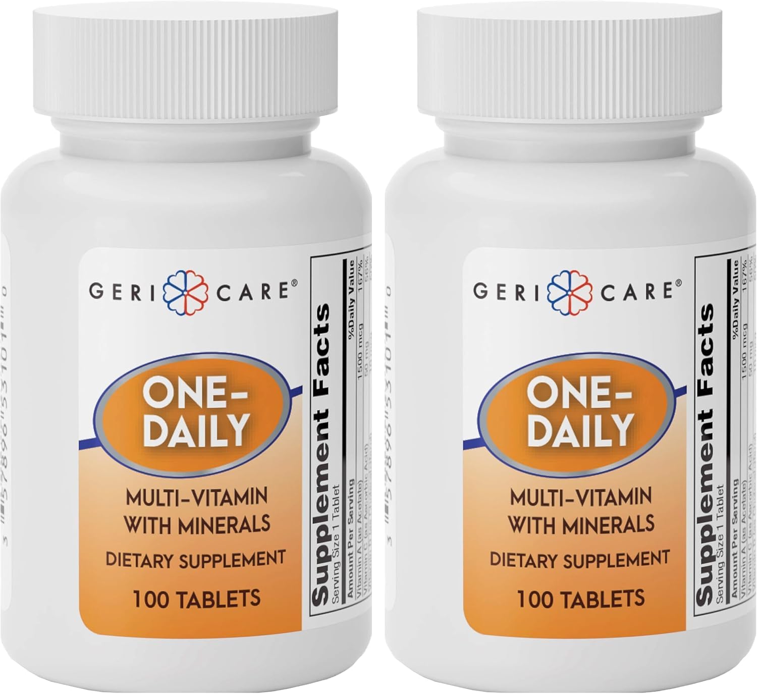GeriCare One-Daily Multivitamins with Minerals (100 Tablets) High-Potency Multi-Vitamin & Multimineral Dietary Supplement for Immunity, Energy | Complete Daily Nutritional Support (2 Pack) 100 Count (Pack of 2)
