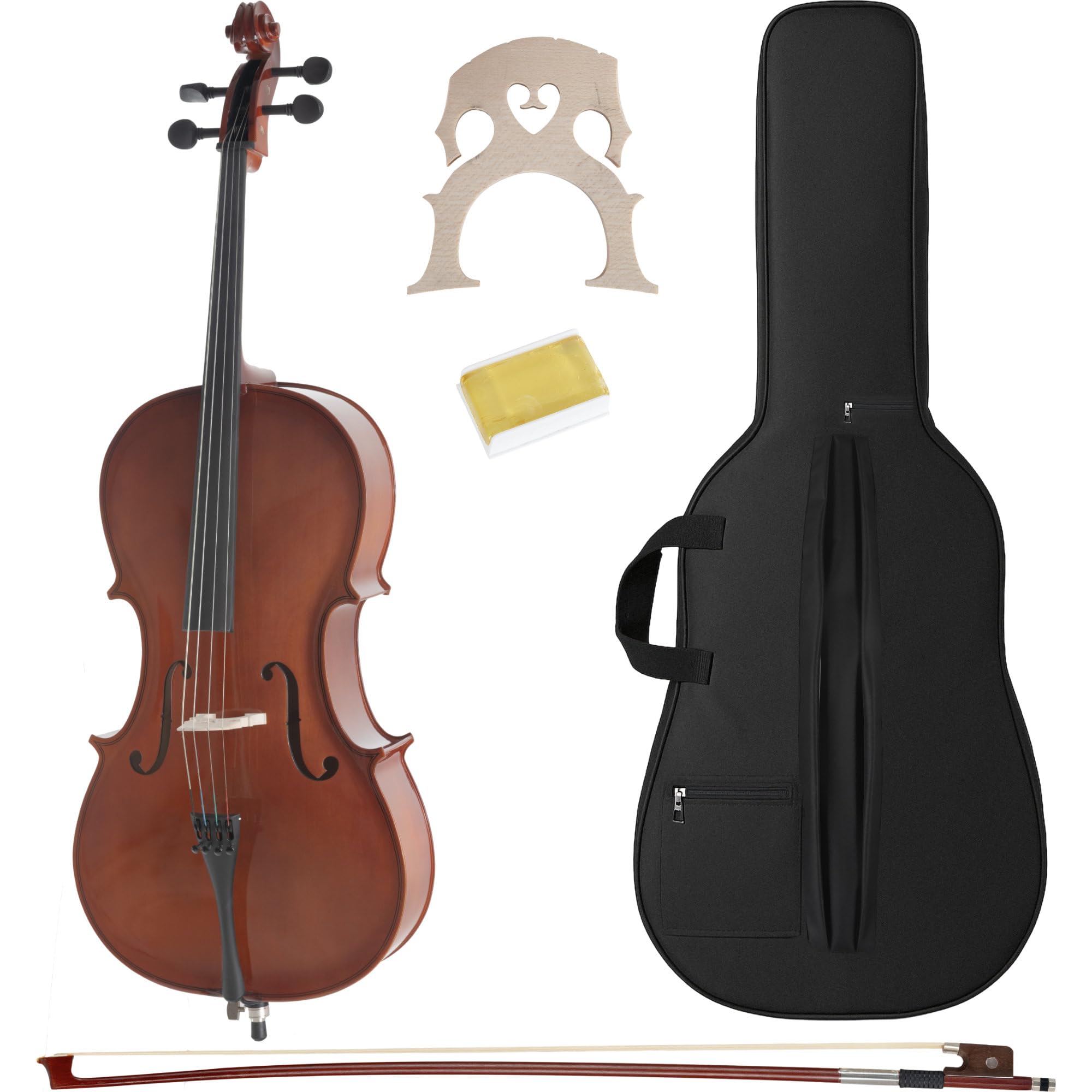 Classic Cantabile CP-100 1/2 Cello Set, Decke: Fichte, Boden, Zargen | Hals, Griffbrett, Wirbel und Steg: Ahorn, Saitenhalter aus Karbon, Vier Feinstimmer, Höhenverstellbarer Stachel, Größe: 1/2