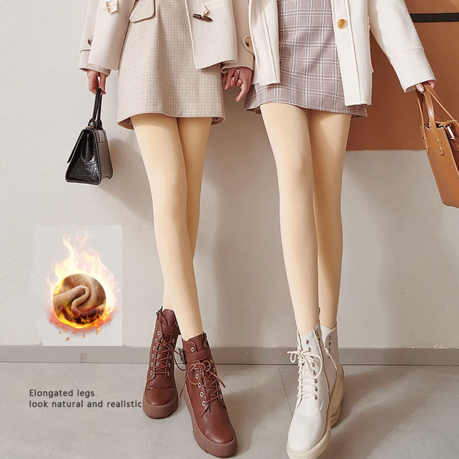 2 Piezas Medias Termicas Mujer Translucidas Medias Mágicas De Forro Polar Térmico Medias Forro Polar Invierno, Pantys Invierno Súper Elástico Light skin-300g