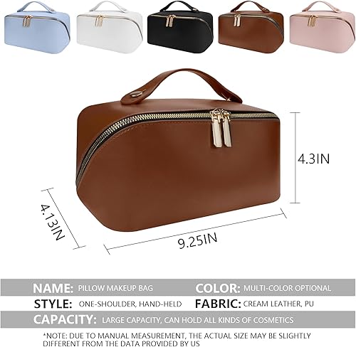 Miniatura 5 de XASRVIR Bolsa de maquillaje para mujer, bolsa de maquillaje de viaje de gran capacidad, bolsa de maquillaje plana portátil de gran apertura, bolsa