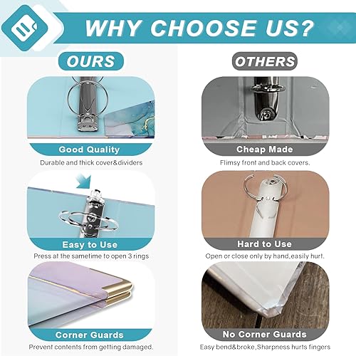 Miniatura 3 de EYROZILL Carpetas de 3 anillos de 2 pulgadas con separadores de 5 pestañas para tamaño carta de 11 x 8.5 pulgadas. Carpeta de tres anillos con
