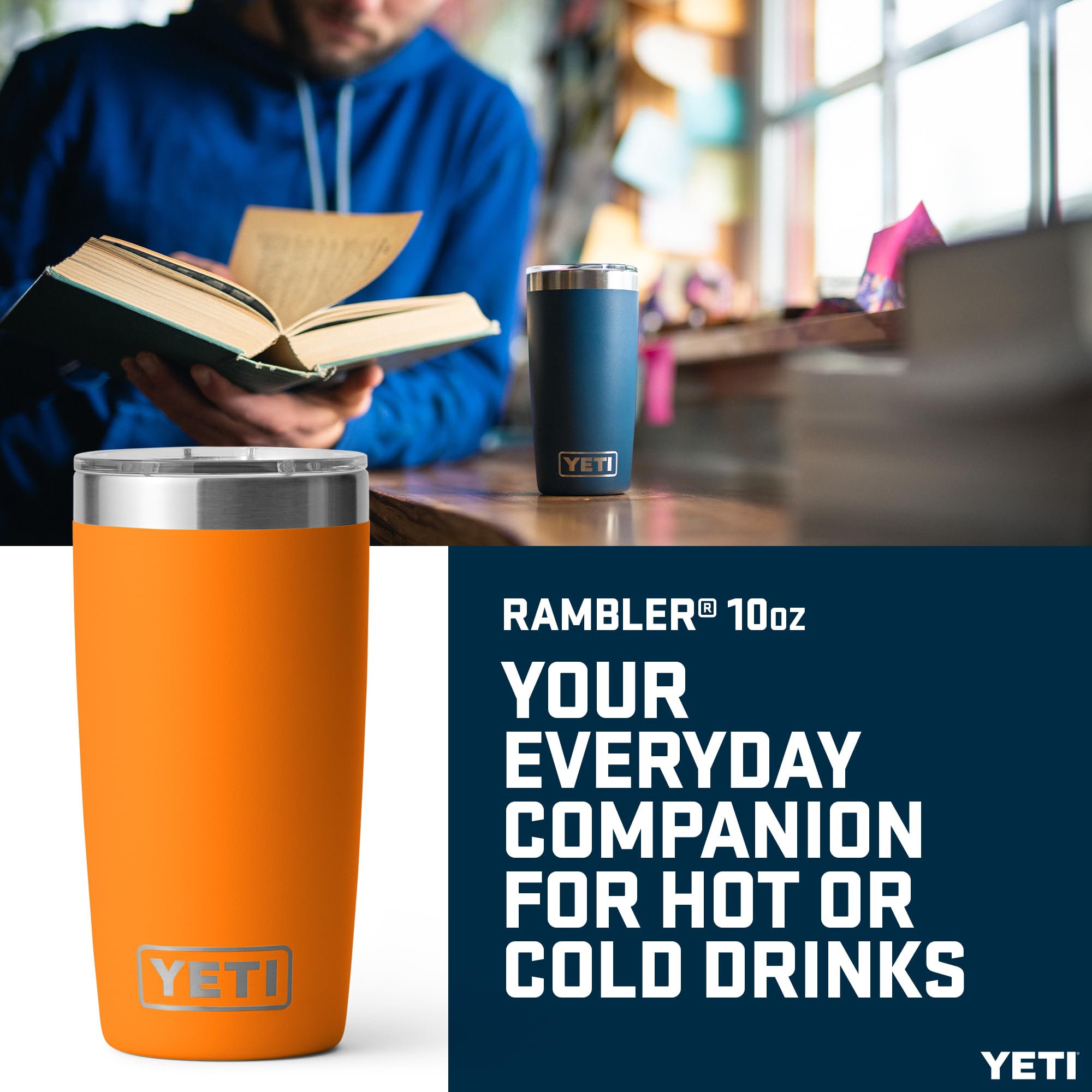 YETI Rambler Tumbler, bicchiere isolante sottovuoto in acciaio inox con coperchio Magslider, granchio reale, 295 ml