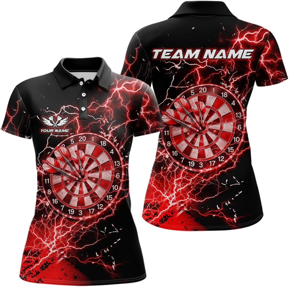 Lightning Thunder Dart Shirt for Men Women Team Dart Shirts Custom Dart Jersey Lightning Dartboard Shirt Polo & Quarter Zip