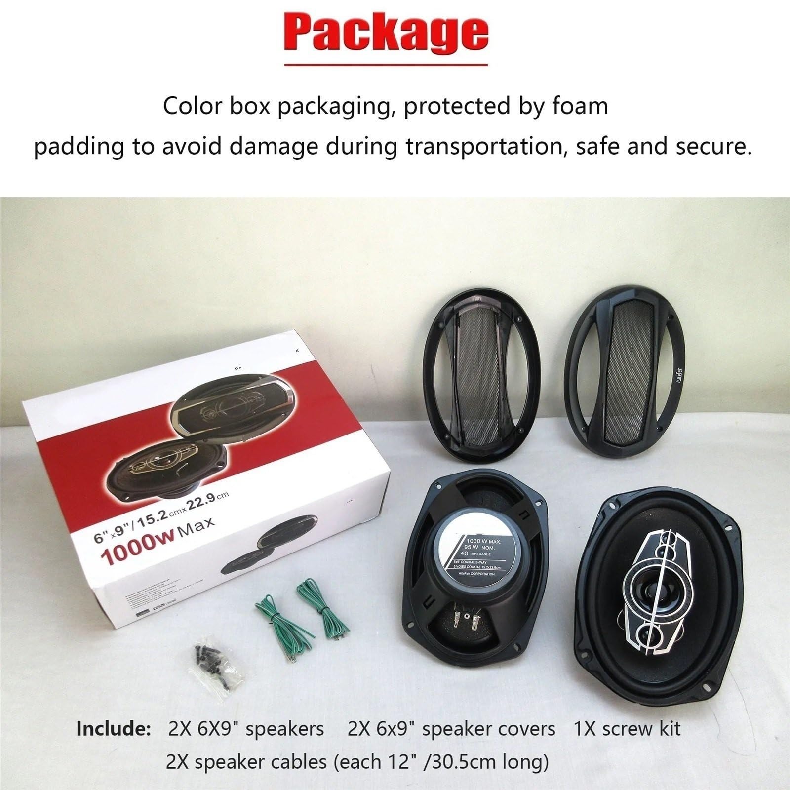 Głośnik Głośnik Wysokotonowy 6X9 cali 1000 W 5-drożny głośnik współosiowy HiFi z osłoną przeciwpyłową i kablem audio Drzwi samochodowe Auto Audio Muzyka Stereo