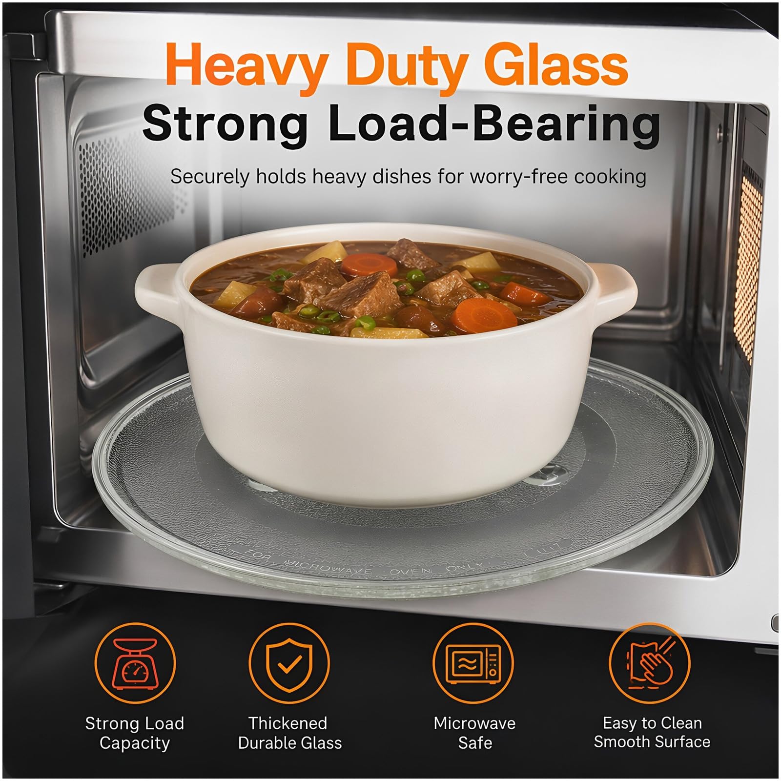 Zerodeko 2 platos giratorios de vidrio para microondas con 3 puntos de fijación seguros, bandeja giratoria de vidrio resistente al calor de 31,5 cm (12,4"), base antideslizante para una cocción