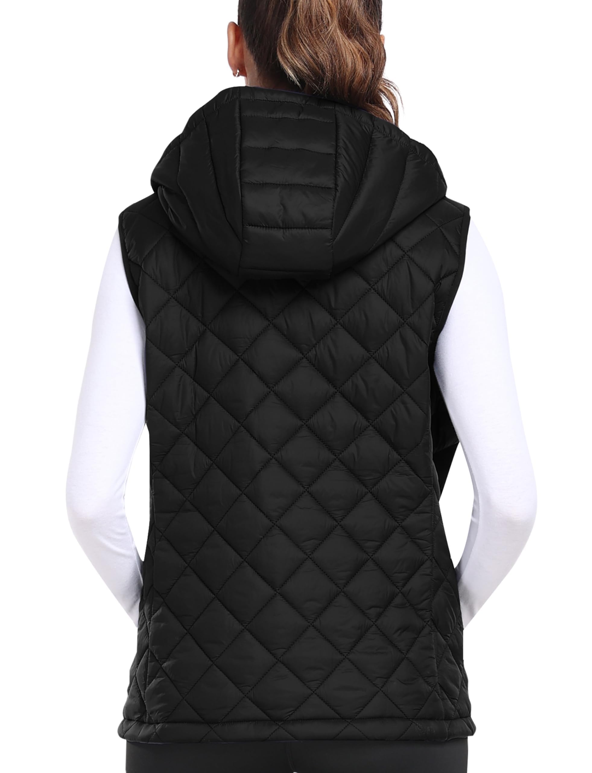 MoFiz Mujer Chaleco Ligero Chaleco Acolchado con Capucha Cálido Elegante Chaquetas Sin mangas invierno Chaleco Plumas con Bolsillos Cerniera