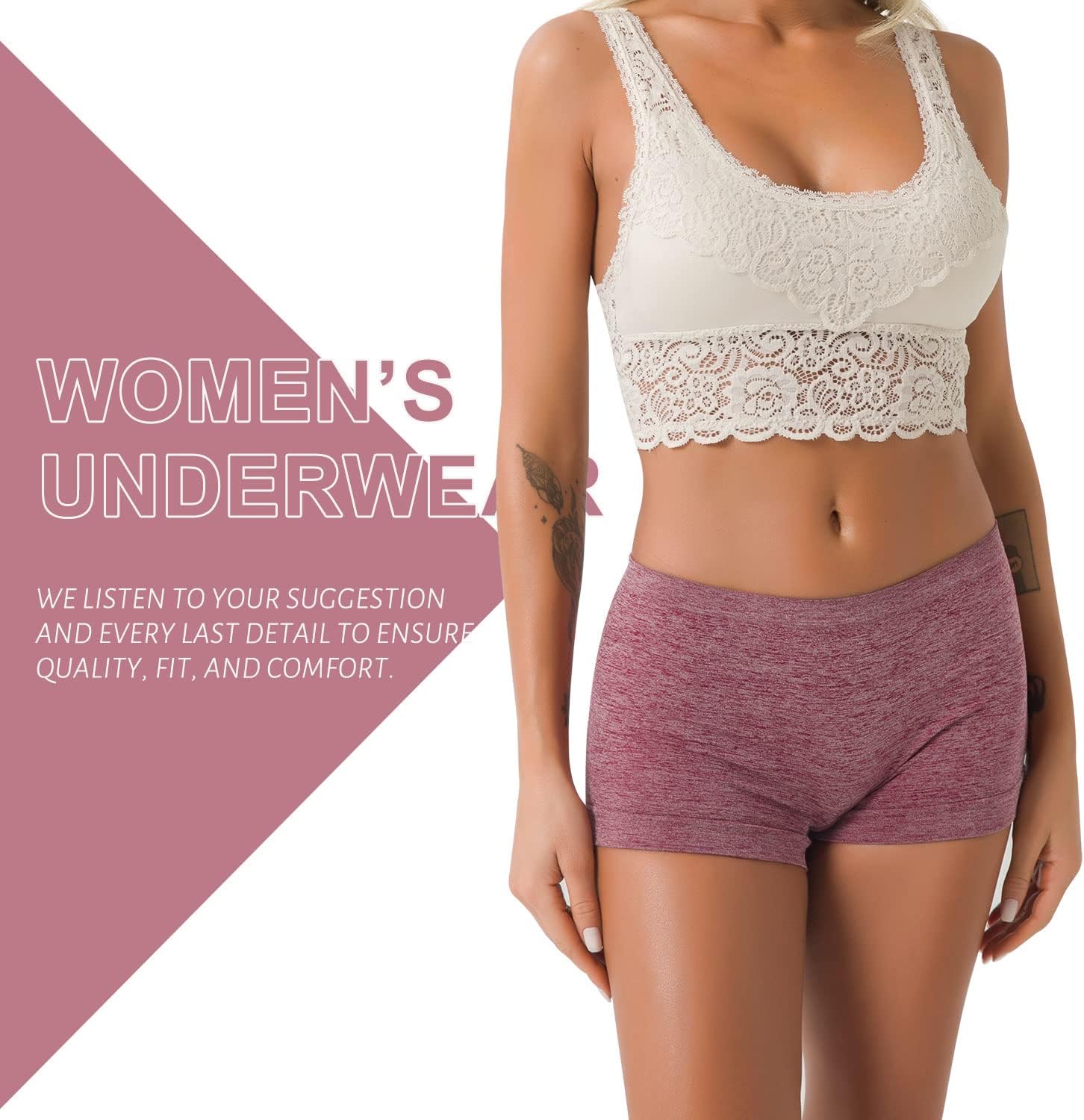 LALESTE Womens Seamless Underwear Boyshort Ladies Panties Spandex Panty Workout Boxer briefs 5-Pack - Image 4