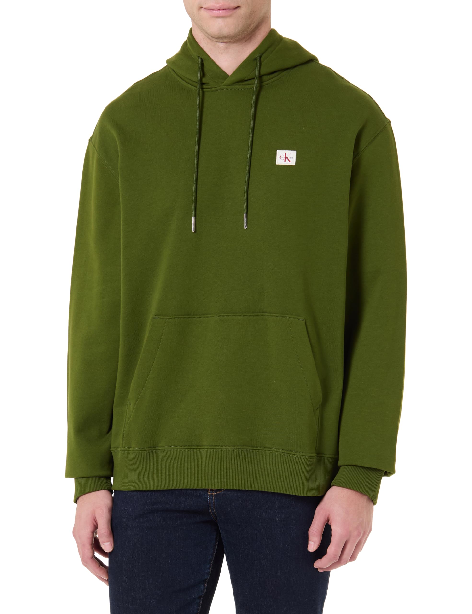 Calvin Klein Men's LS 350TERRY EU WHSL BADGE HOODIE LV04RC274G Sweatshirts, GREEN (Medieval Forest), S
