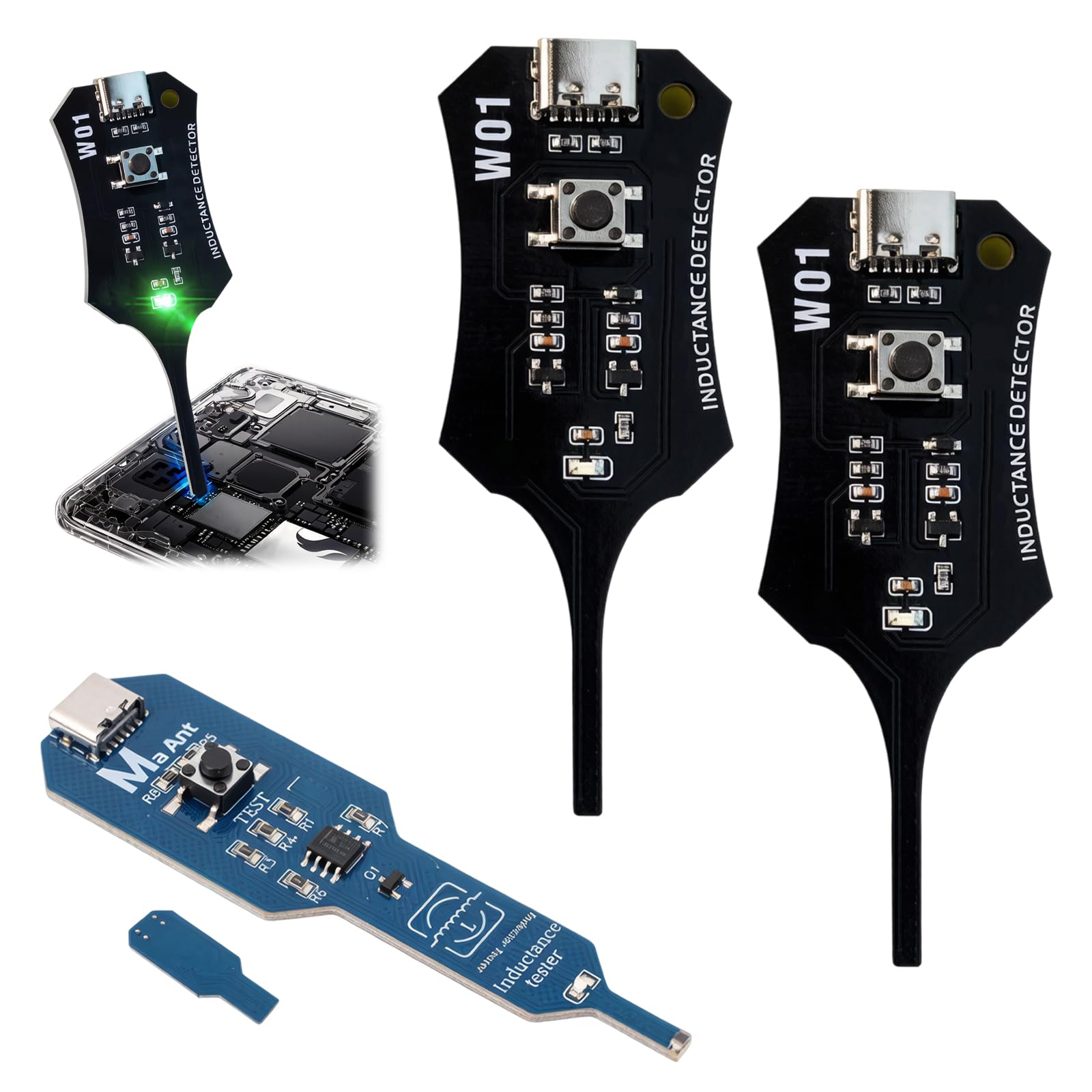 3 unidades de medidor de inductancia, probador de inductancia portátil preciso con procesamiento rápido de chip, detector de inductor fiable para electrónica, PC, teléfonos, altavoces