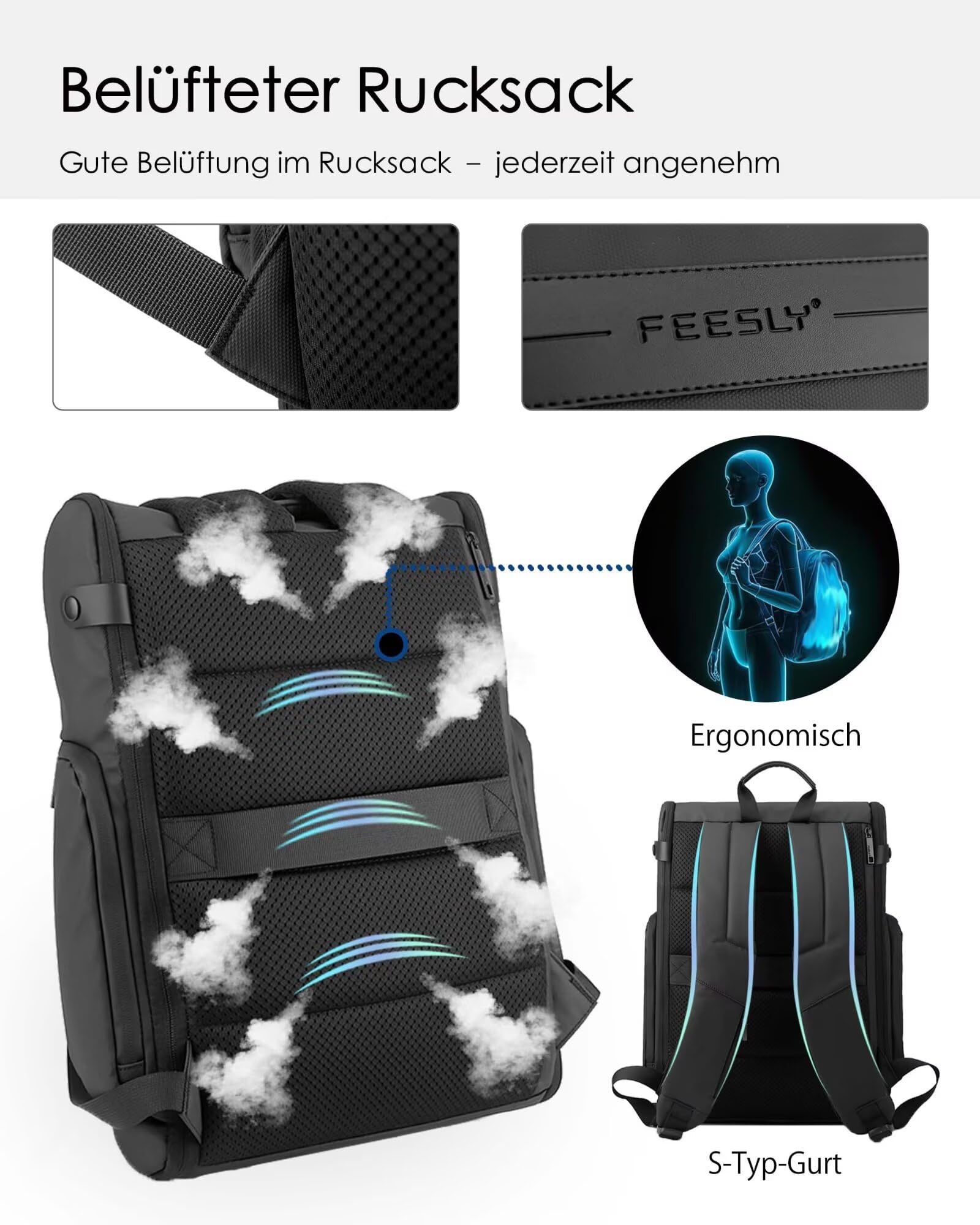 Mochila Hombre Mujer Impermeable Mochila Portatil 15.6 con Puerto USB Mochilas Antirrobo Casual Mochilas para Portatil Para los estudios Viaje