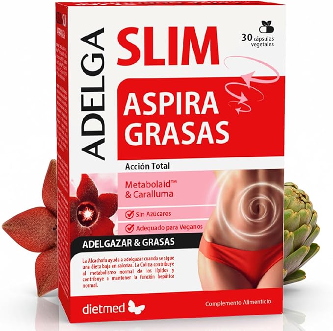 Quema Grasa Abdominal y Drenaje - Con Caralluma, Metabolaid y Alcachofa - Apoyo Adelgazamiento y Metabolismo de Lípidos - 30 Cápsulas Veganas - Adelga Slim Aspira Grasas DietMed