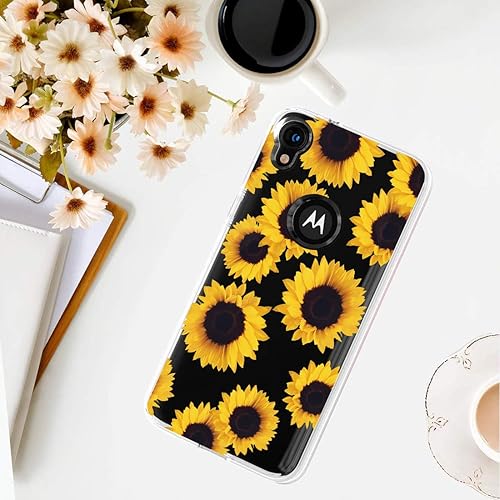 Miniatura 6 de Funda para Moto E6, para MotorolaE6 a prueba de golpes, transparente, floral, suave, flexible, TPU delgada, funda para Motorola Moto E6 2019 Girasol