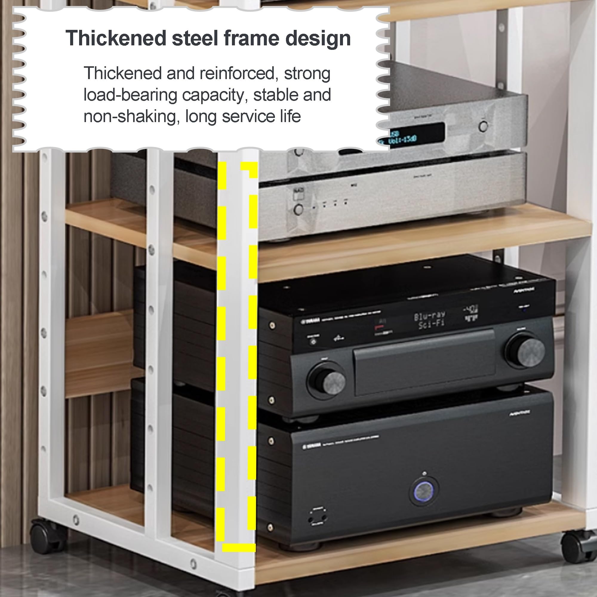 Mueble hifi, Soporte para medios audiovisuales Estanterías para audio y video Bastidores y soportes estéreo Soporte para componentes audiovisuales para la sala de grabación, la oficina y el cine(Wit,5