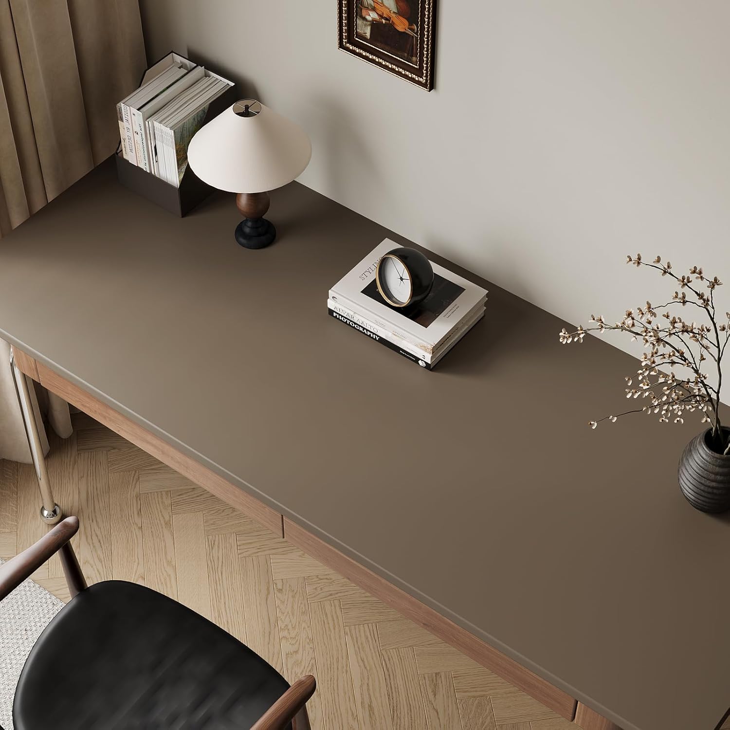 VaryPaper Matte Brown Peel and Stick Wallpaper 24"x160" Chocolate Brown Contact Paper for Countertops Cabinets Waterproof Self Adhesive Vinyl Solid Color Modern Wall Paper for Bedroom Living Room