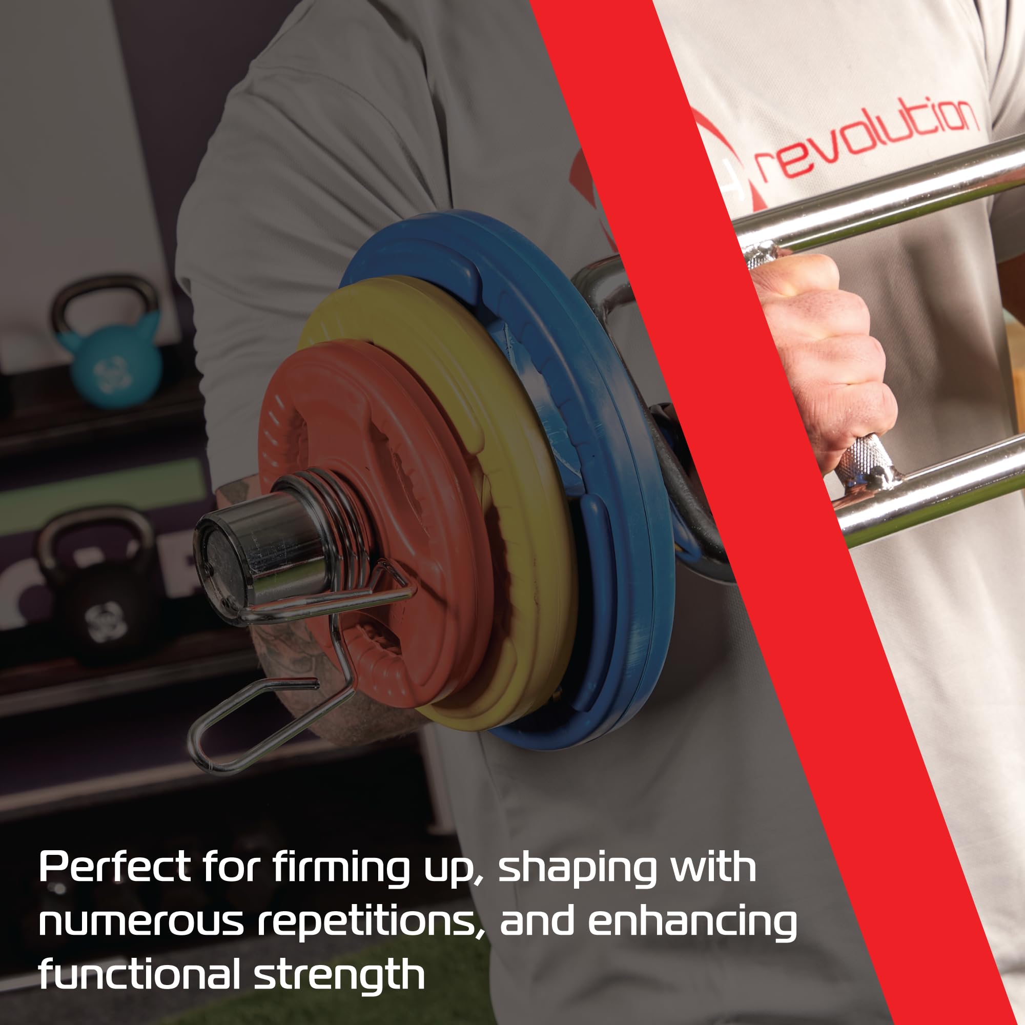Body Revolution pesas en forma de aros olímpicos con tres agarres de goma, discos de hierro fundido para barras de 50 mm, de 1,25 a 25 kg