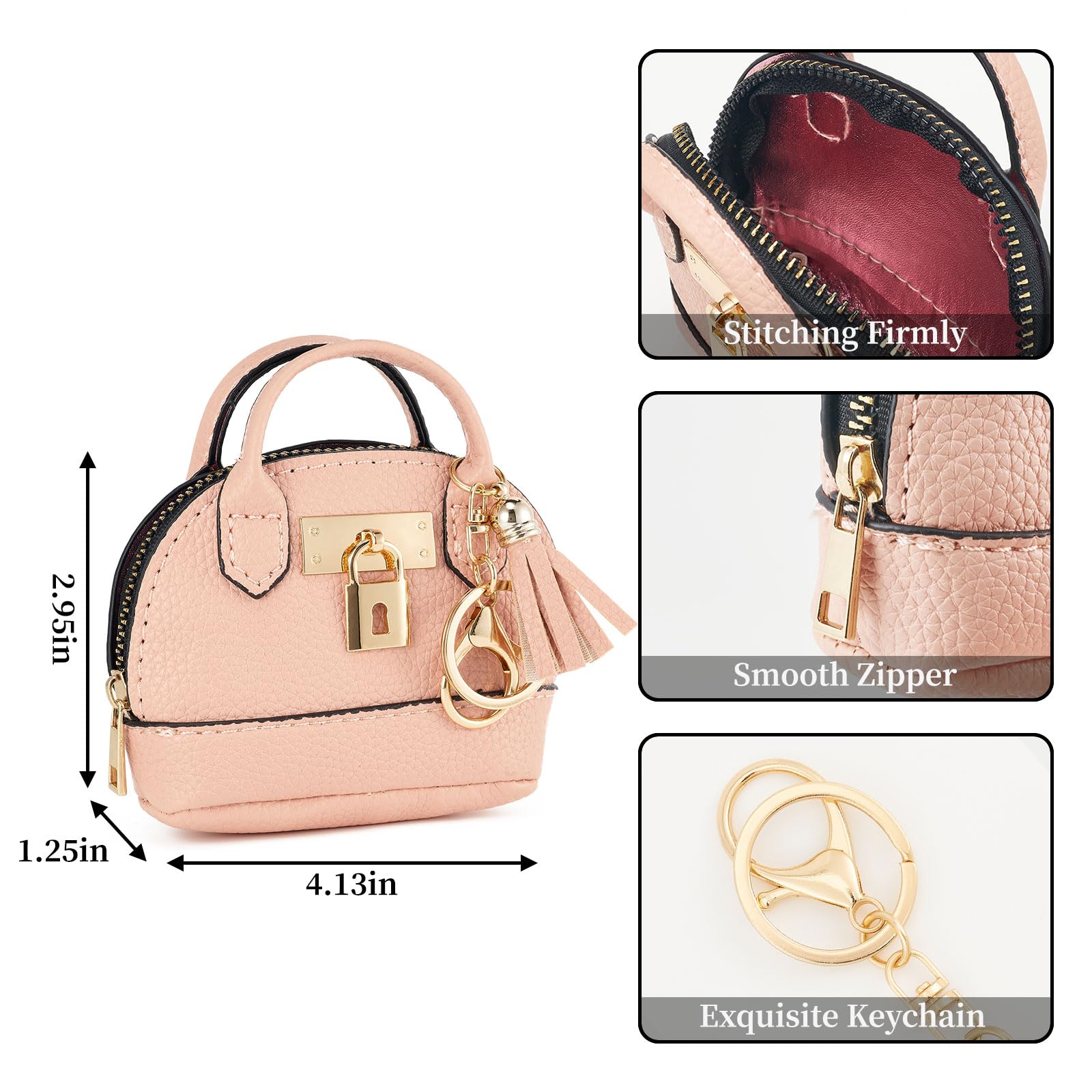 ZOUIQSS Coin Purse Mini Handbag Keychain for Women,Creative Pendant Keyrings Makeup Bag,Small Change Pouch Coin Purse Zipper() - Image 2
