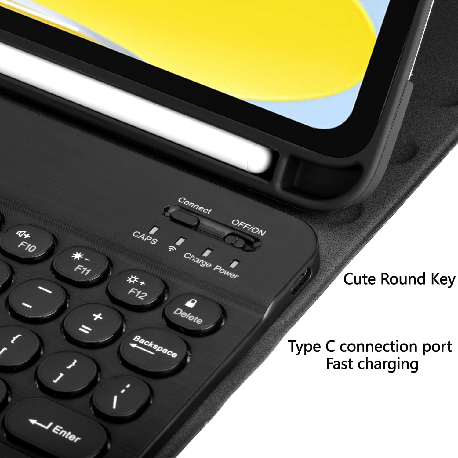 Compatible with Samsung Galaxy Tab A11 Plus 2025 / A9 Plus 2023 11 Inch Keyboard Case Detachable Bluetooth Round Key Wireless Keyboard with Pencil Holder. (Black, A11Plus / A9 Plus)
