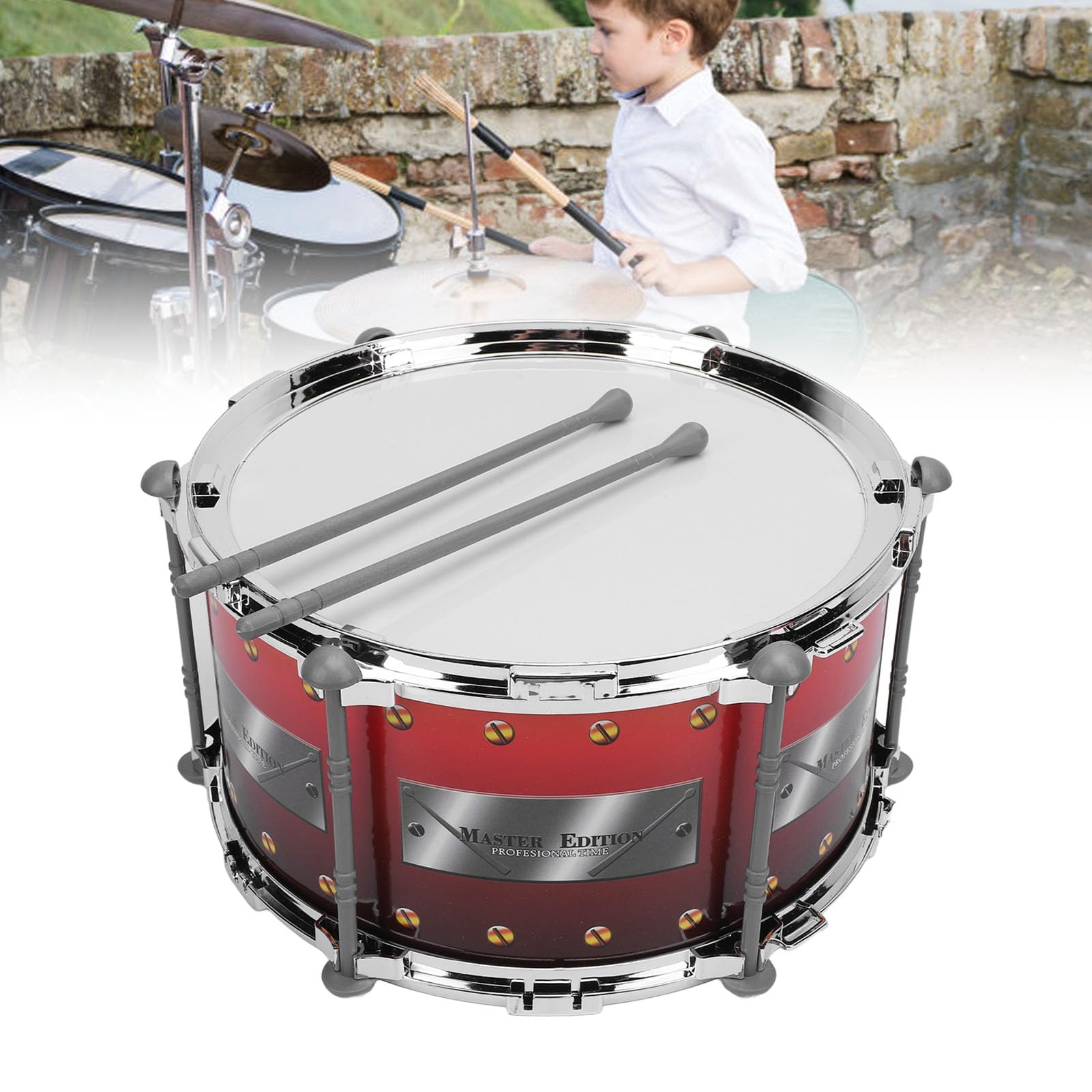 Jazz-Trommel-Percussion-Musikinstrument, Pädagogische Musikspielzeugtrommel mit Trommelstöcken, Ideal für das Musiklernen von und Mädchen