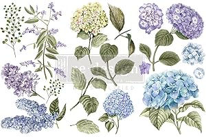 Prima Furniture Transfers Mystic Hydrangea 3 Sheets,6"x12" Furniture Decals
