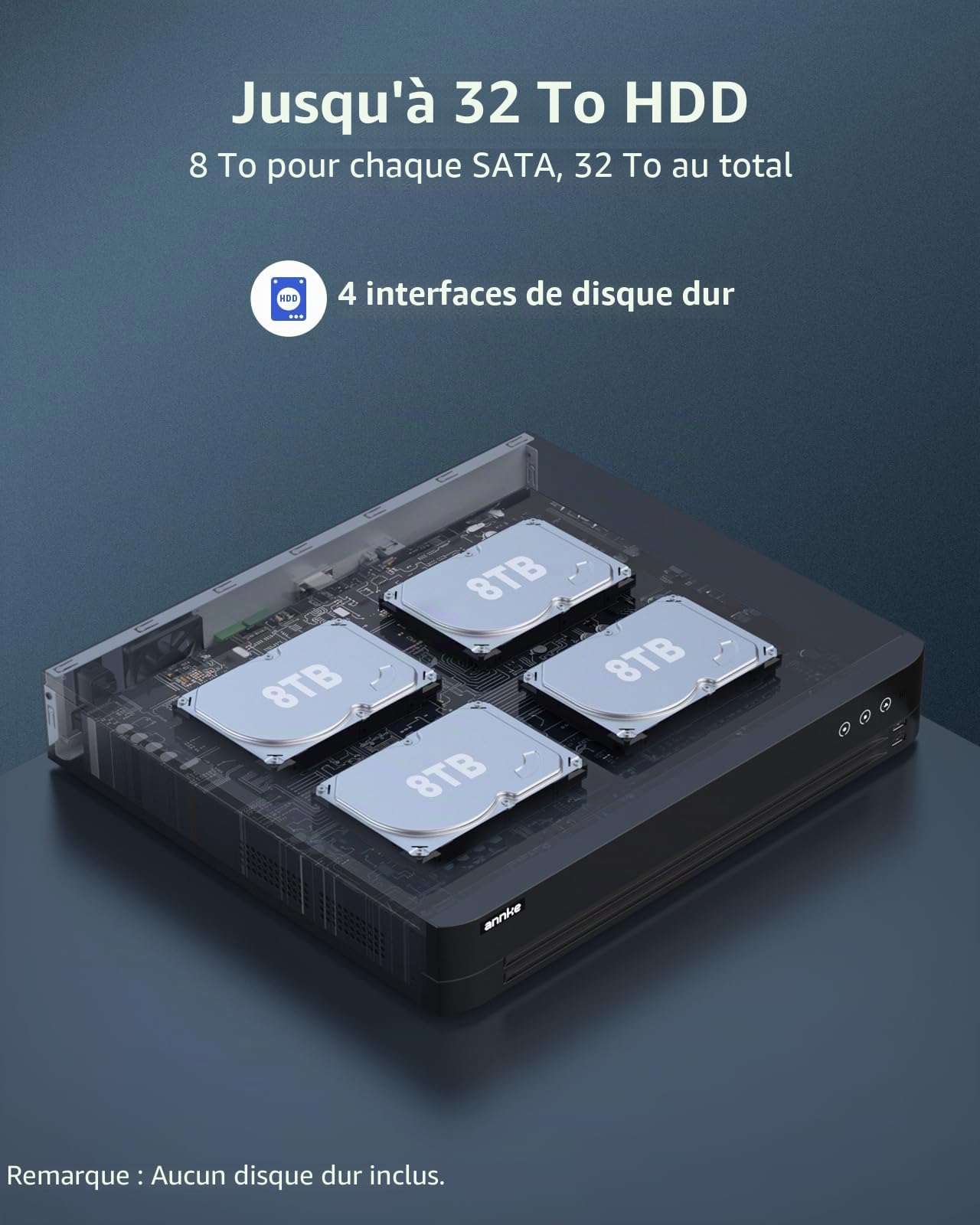 ANNKE NVR 32 Canaux 12MP sans Ports PoE, Enregistreur Vidéo Réseau H.265+