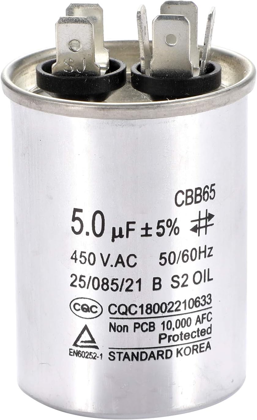 BlueCatELE 5 uF MFD AC Capacitor Single Run Capacitor Withstand Voltage 450V AC