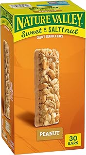 Nature Valley Sweet & Salty Peanut Chewy Granola Bars Bulk 30 Count, 36 oz Box, No Artificial Flavors Colors or High Fructose Corn Syrup, Morning Snack Bars, Adventure Ready