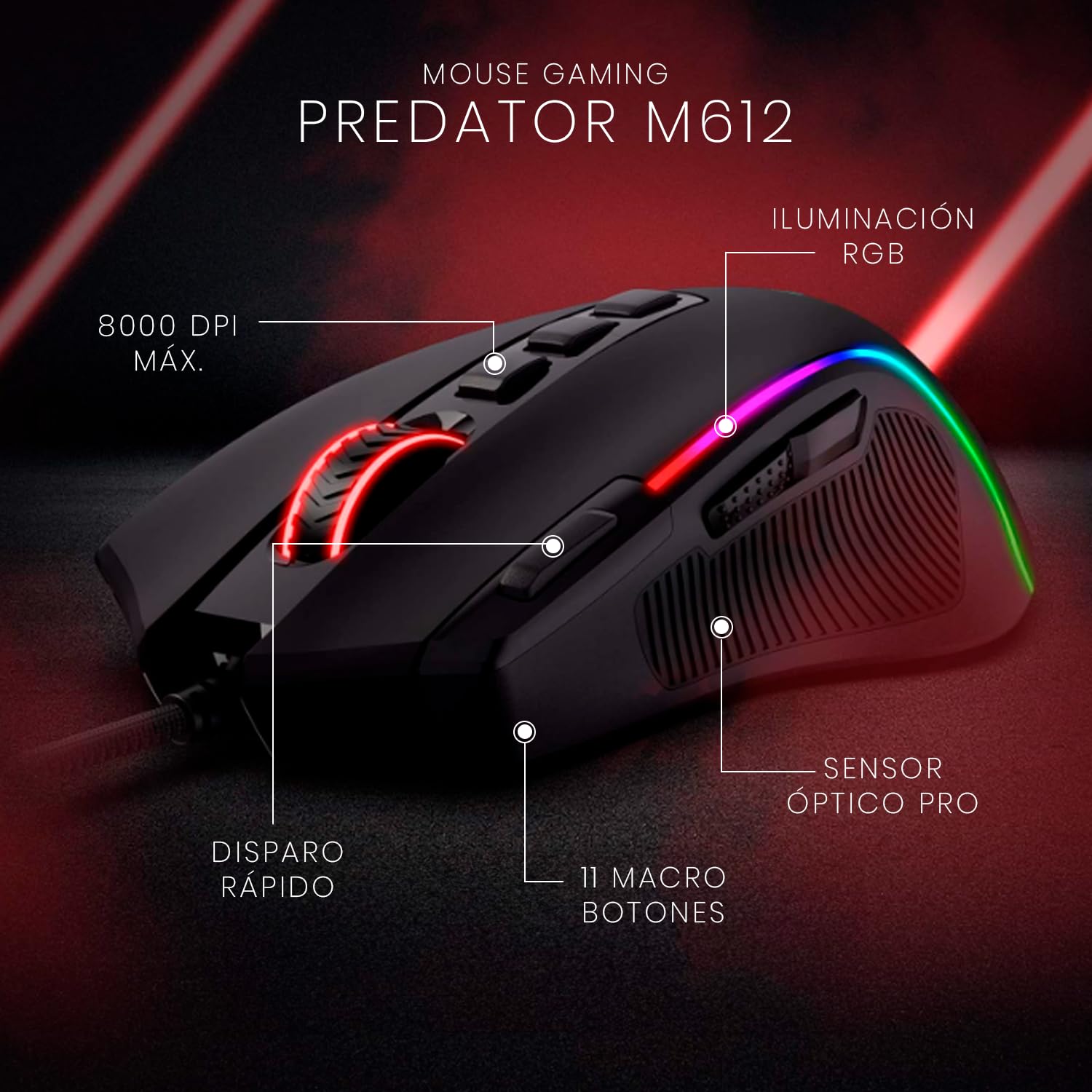 Mouse Gamer Redragon Predator RGB M612-RGB, Preto | Amazon.com.br