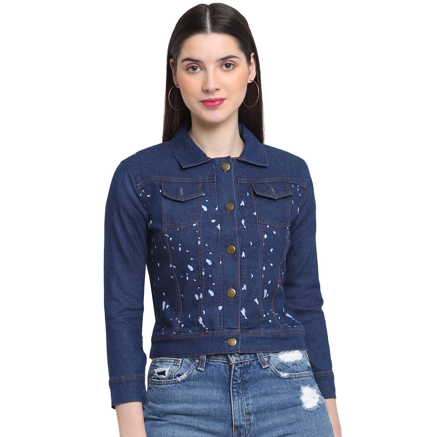 DIMPY GARMENTSRainbow Printed Women Denim Jacket