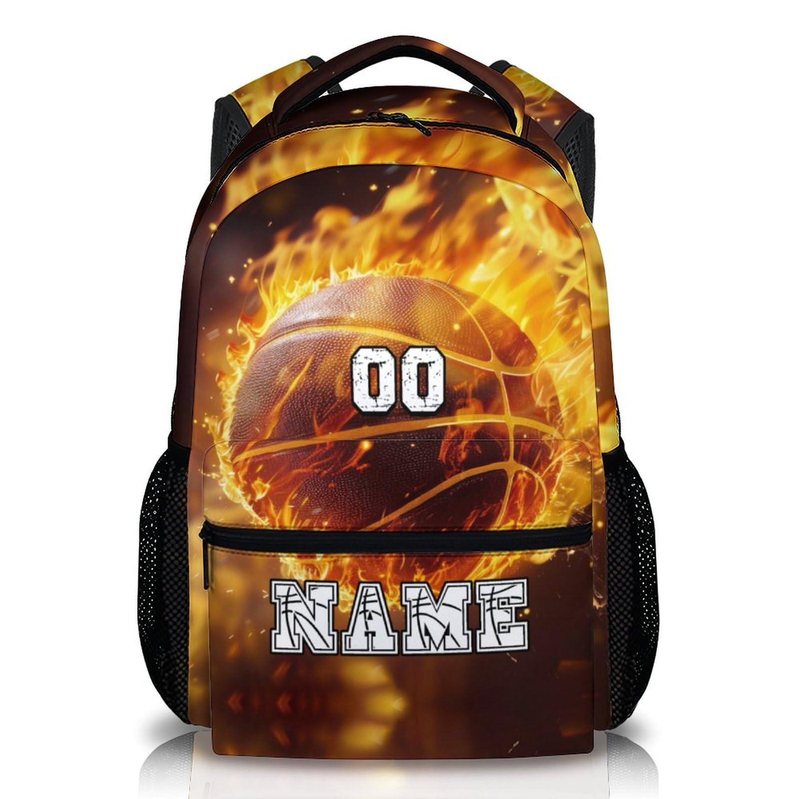 Custom Basketball Backpacks for Boys, 17" Cool Back to School Backpack Gifts for Basketball Lovers, Personalized Lightweight Sports Bookbag for