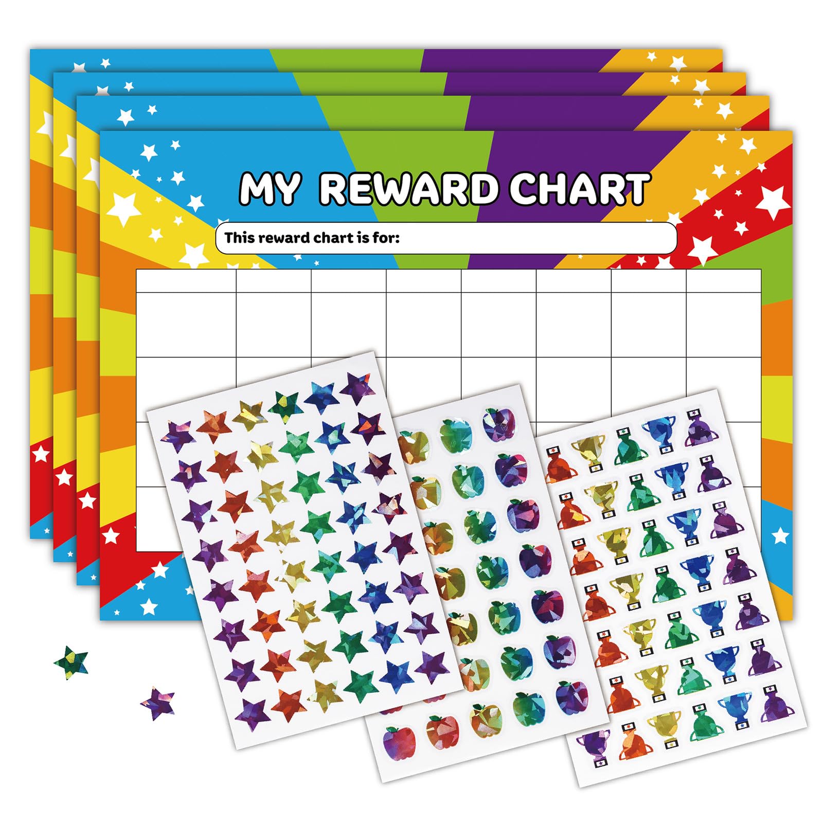 Sparkling Star Sticker with My Chore Chart Sheet Kids Motivational Sticker for Children Good Behavior Homework Tracking Behavior Reward Structure