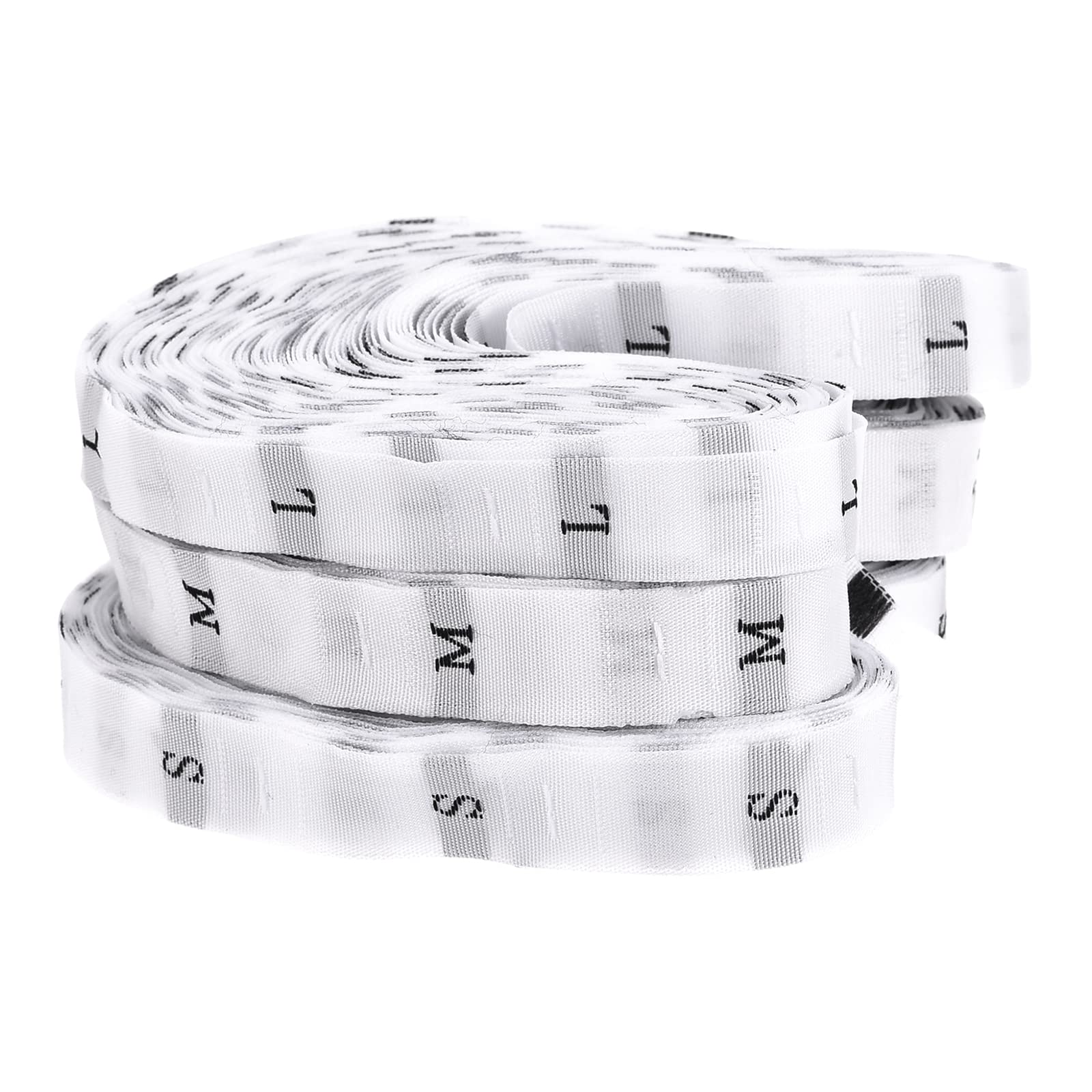 MECCANIXITY Clothing Sewing Size Label, S/M/L Woven Embroidered Label White for Clothes Garment, 3 Roll