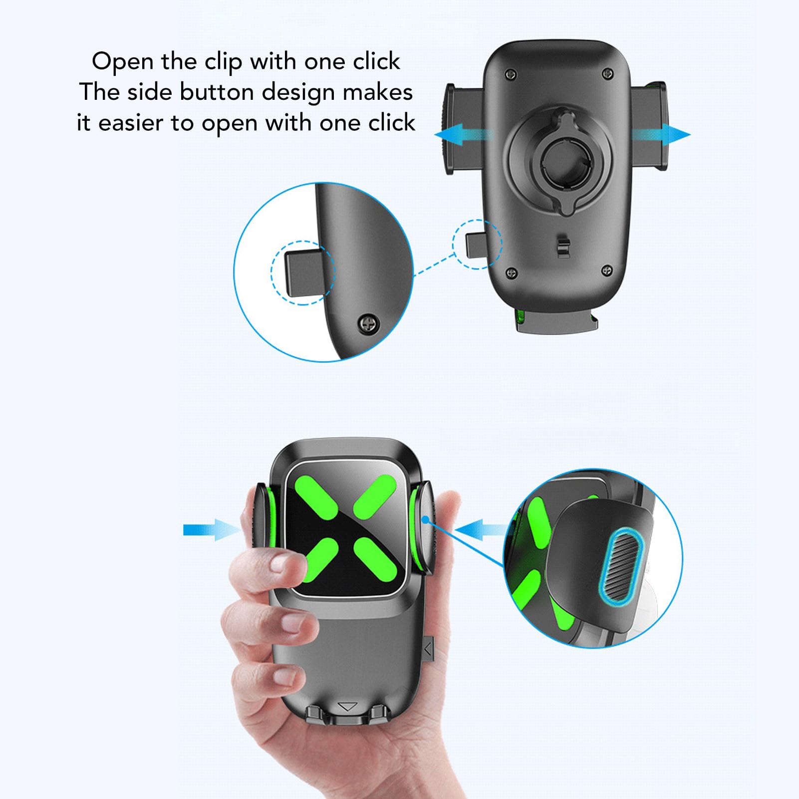 Wakects Supporto per Telefono da Auto a Collo di Cigno, Design Flessibile, Rotazione di 360 Gradi, Supporta Smartphone da 4-7 Pollici, Ideale per l'uso Sul Cruscotto o Sul Parabrezza (Staffa per