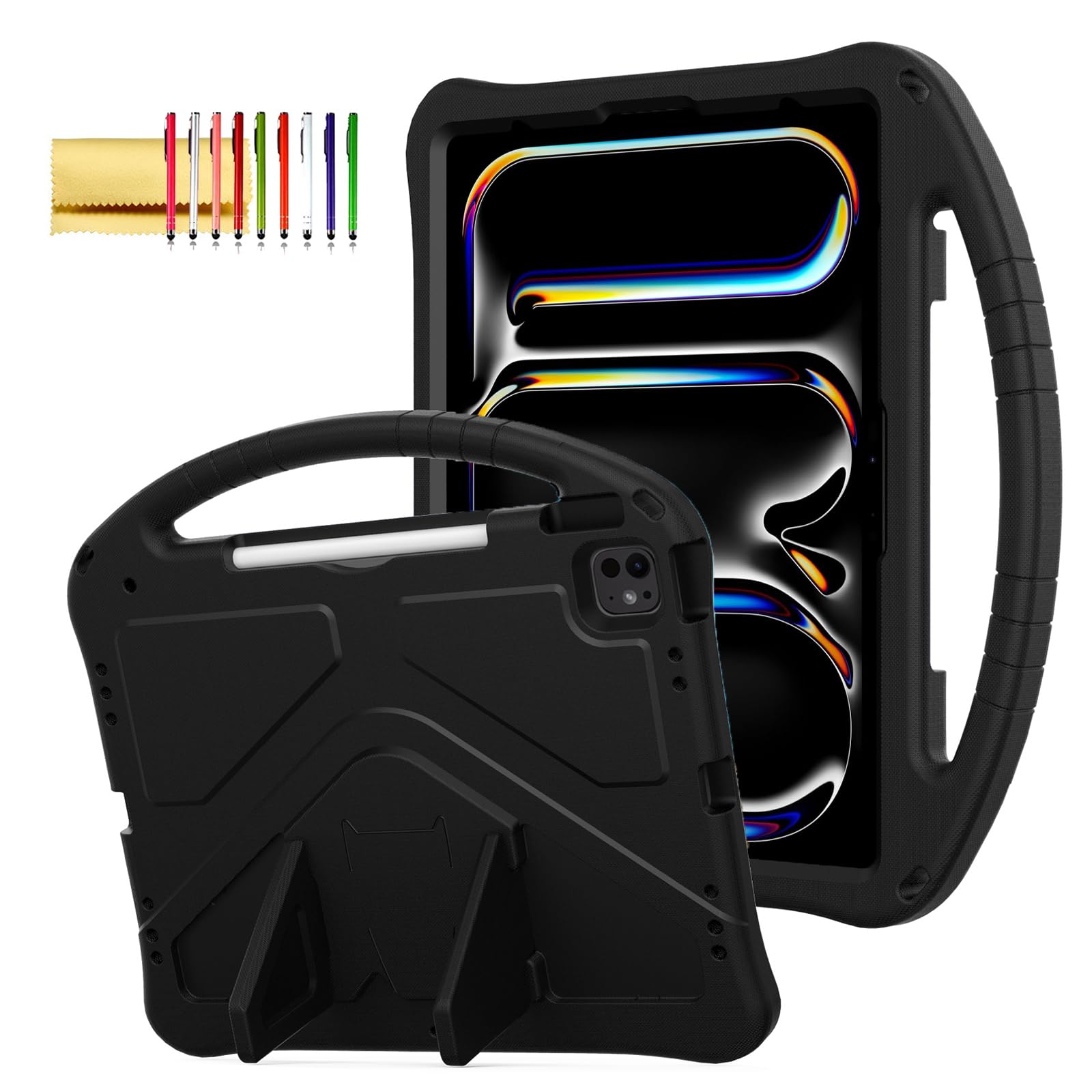 Kids Case for iPad Pro 13" 2025 2024/Air 13" M3 M2, iPad Pro 12.9 2018-2022 Cover with Pencil Holder, Techcircle Lightweight Shockproof EVA Foam