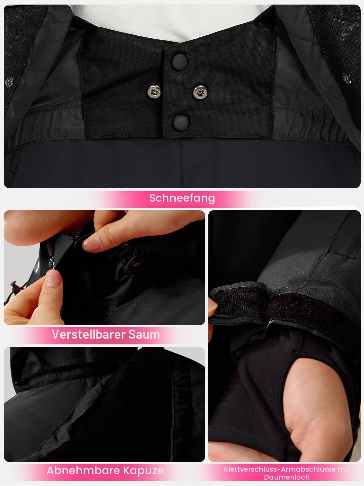 FREE SOLDIER Damen Winterjacke Wasserdicht Atmungsaktiv Warme Fleece Gefütterte Ski Jacke Outdoor Winterregenjacke mit Kapuze und Vollständig Versiegelte Nähte