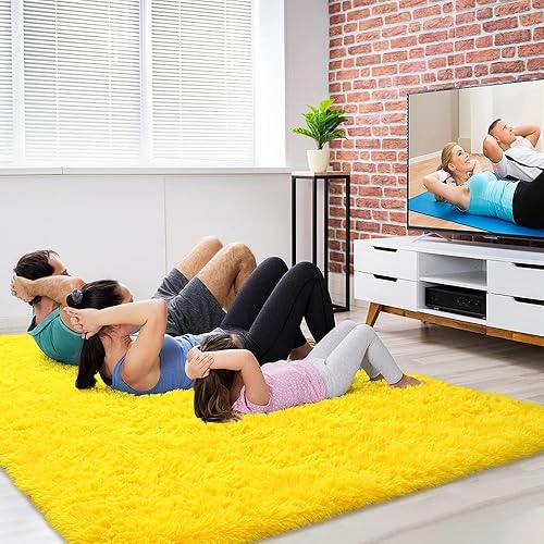 Miniatura 120 de Amearea Alfombra suave y esponjosa de alta calidad, moderna, 5 x 7 pies, alfombras de felpa mullida para sala de estar, dormitorio, habitación