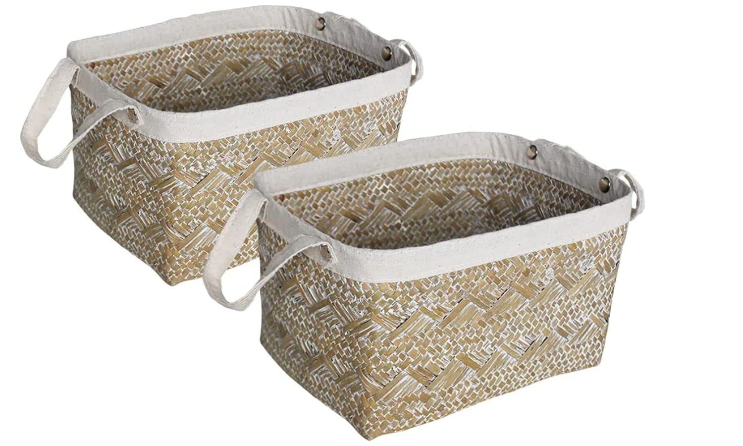 Box And Beyond - Rangement Paniers - Couleur Gris - Lot De 3 Paniers De Rangement Avec Poignées - Pour Cuisine, Bureau, Salon, Chambre