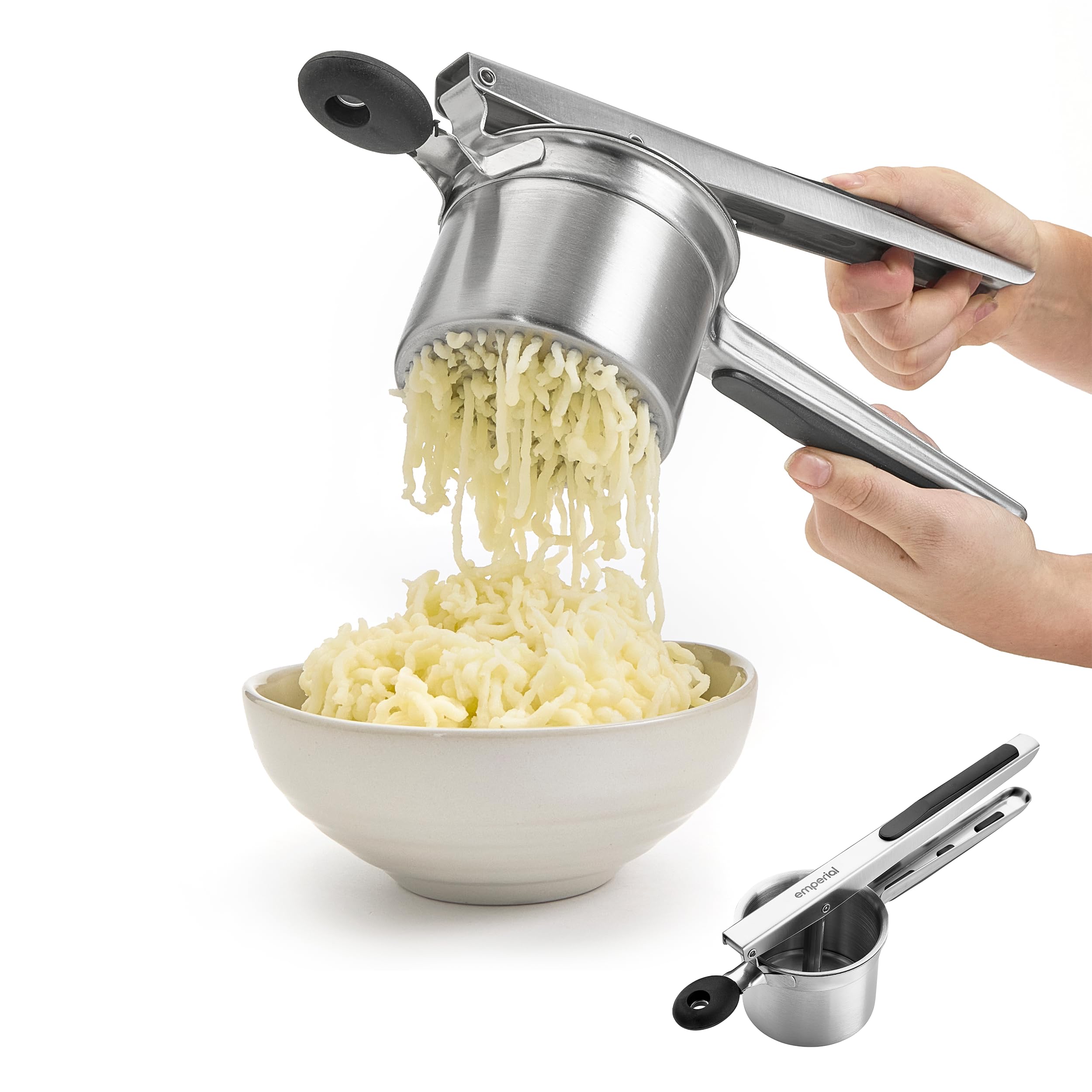Emperial Stainless Steel Potato Ricer & Masher, Large Capacity Food Press