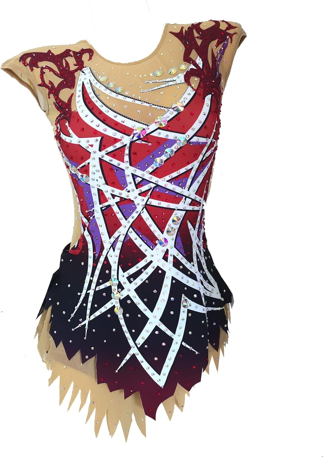 Red Short Sleeve Rhythmic Gymnastics for Competition Premium Quality Uniform for Performance