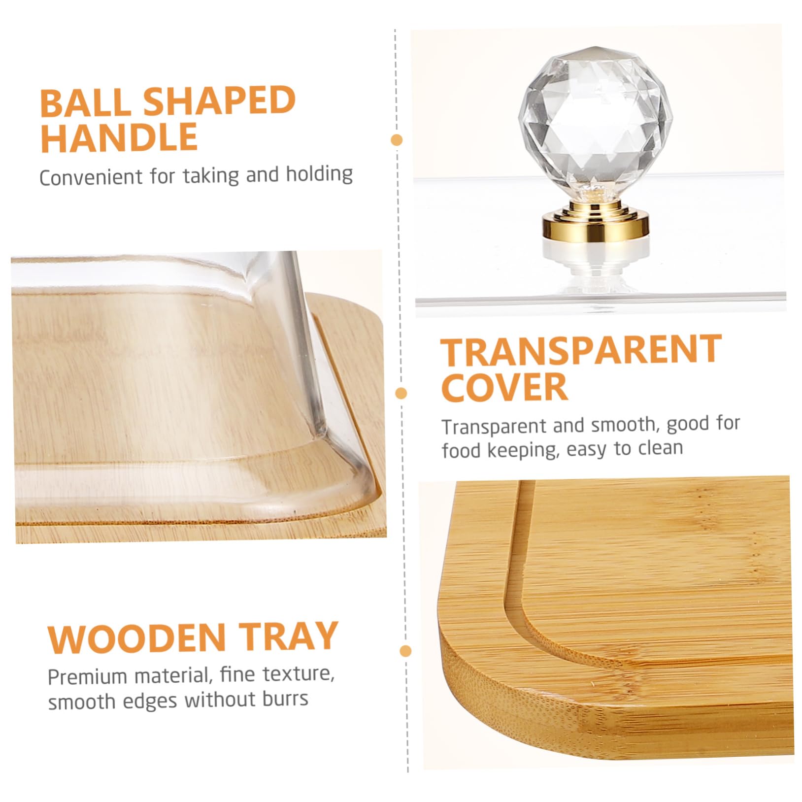 DECHOUS Soporte para Pasteles con Cúpula de Acrílico Transparente y Base de Madera, Adecuado para Pan y Postres en Pastelería