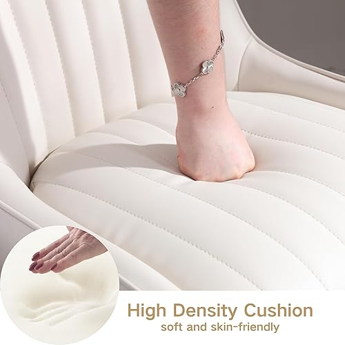 Miniatura 34 de Juego de 2 taburetes de bar de terciopelo beige de 26 pulgadas, modernos taburetes de mostrador con respaldo/patas doradas, sillas de bar tapizadas,