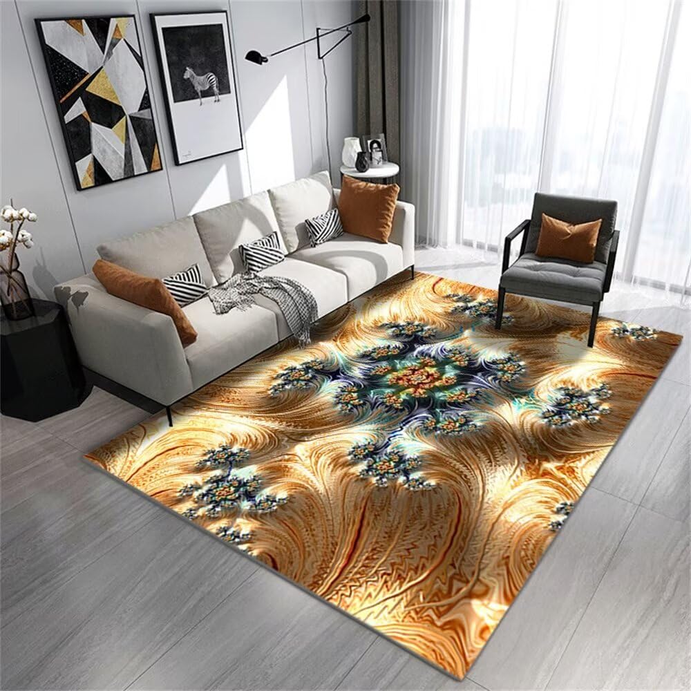Alfombras impresas rectangulares amarillas de 120x160 cm lavables para habitacion infantil y salon