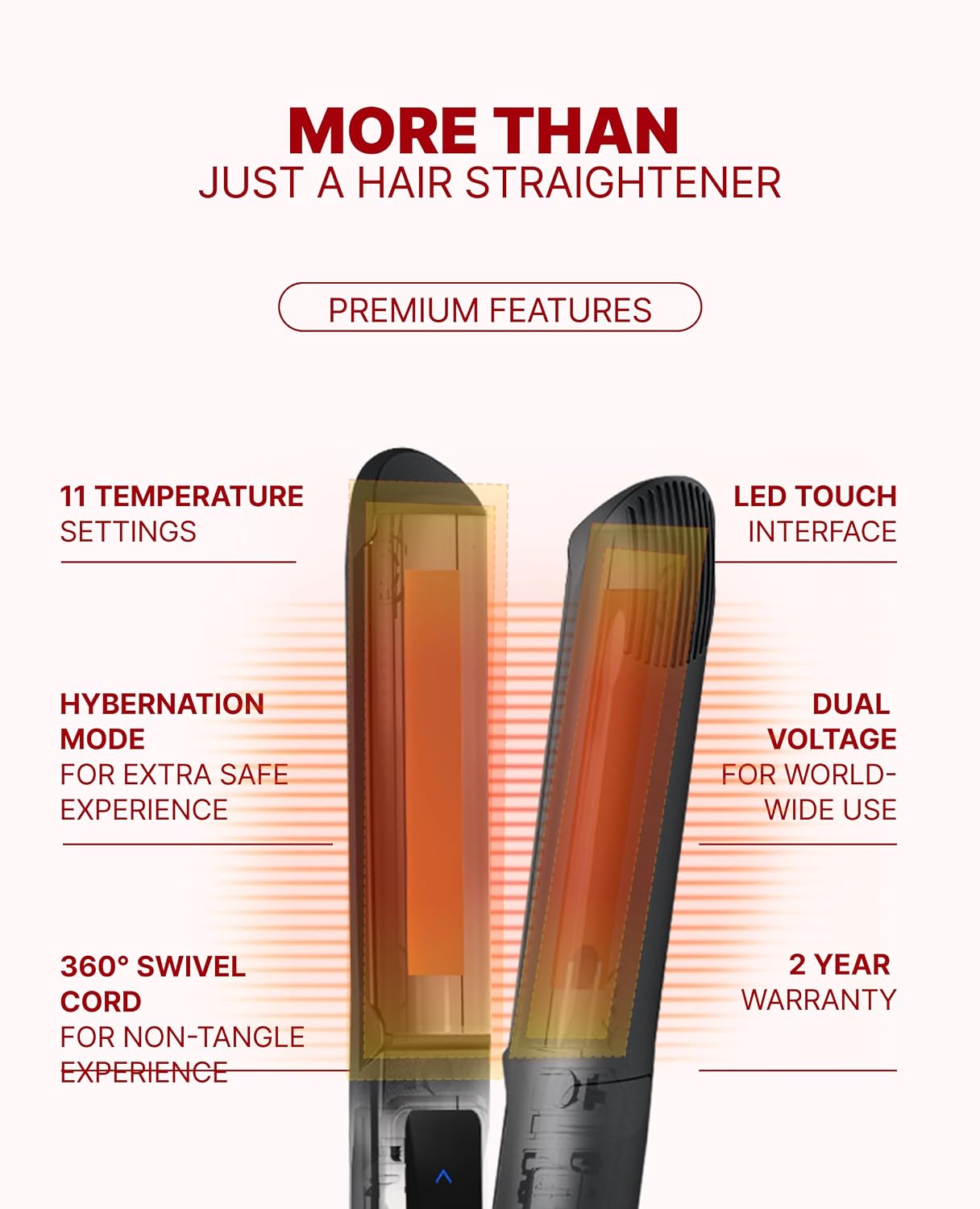GLAMPALM Stiletto Hair Straightener 0.3" Pencil Ceramic flat iron Infused with Vita C, Korea's No.1 Professional Salon Tool for Short Hair, Dual Voltage, 7 Heat Setting(150°–450°), 10s Heat-Up (GP141)