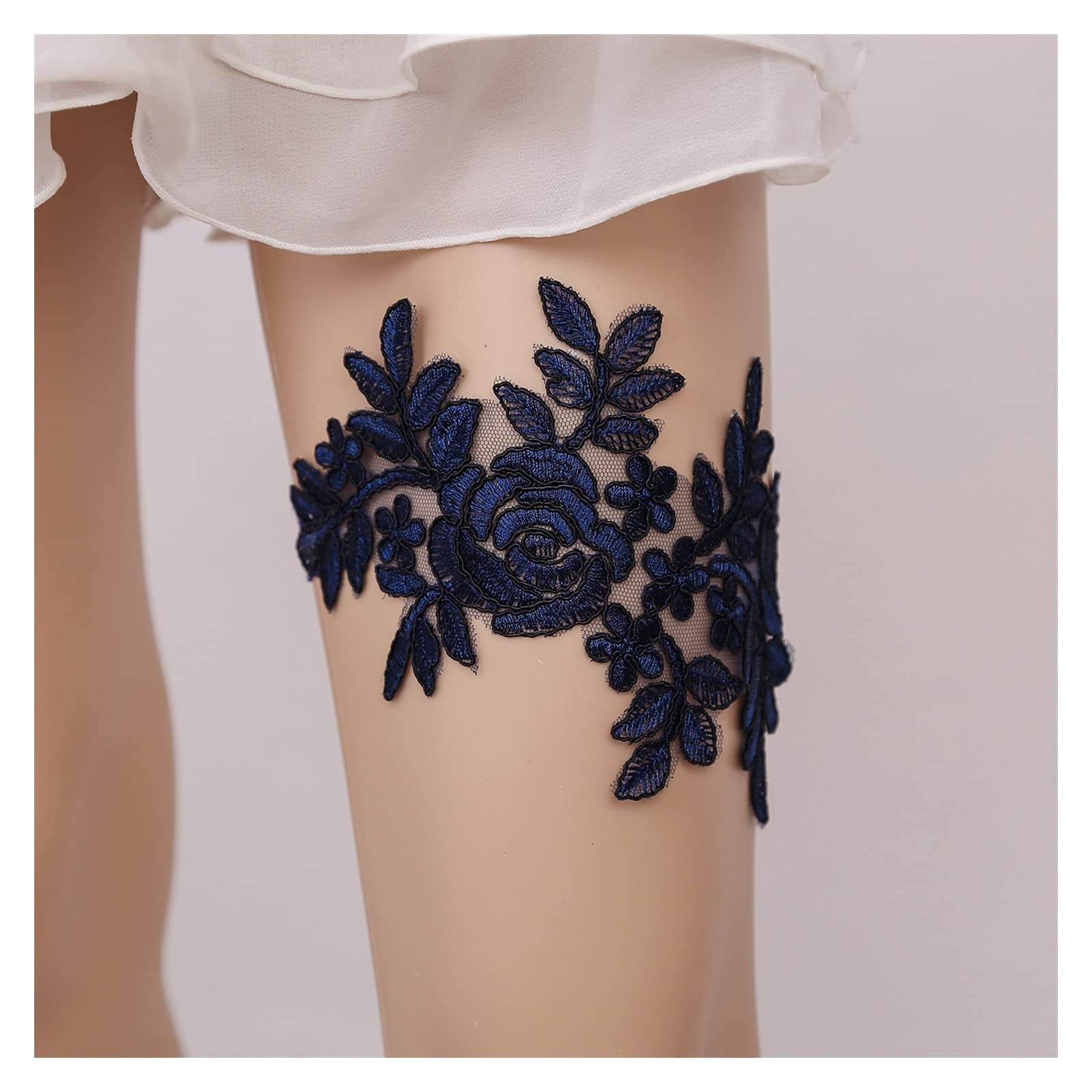 Giarrettiera in Pizzo per Le Donne Regalo per Feste di Addio al Nubilato Giarrettiera per spose (Color : Navy) (Navy) (Navy)