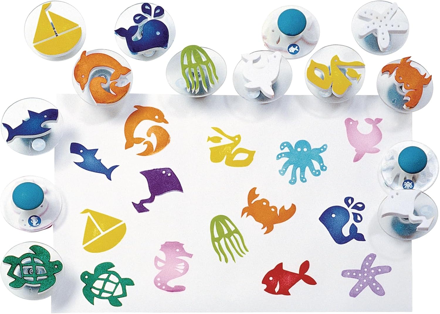 Colorations SEASTAMP Easy-Grip Stampers, Sea Life (Pack of 14)