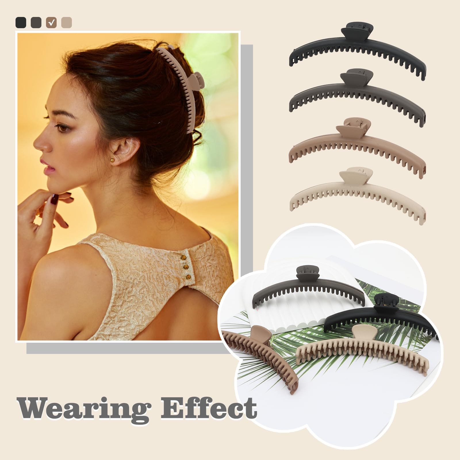 Fermagli per capelli per donne e ragazze, 4 pezzi, per tenere tutto con te, grandi fermagli per capelli spessi e sottili, confezione da 4 fermagli per capelli resistenti per lo styling degli artigli